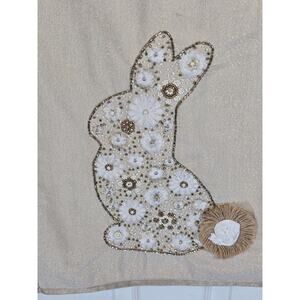 Pier 1 Imports Embroidered Beaded Lame' Bunny Rabbit Table Runner L72" W 14"